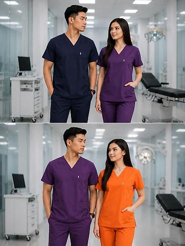 военный костюм: Медицинский костюм (топ + брюки) - Универсальный крой с V‑образным — 2