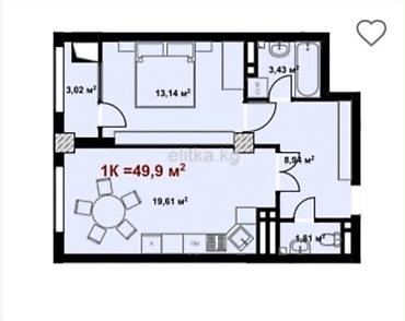 1 комната, 50 м², Кок-Жар ж/м Элитка, 1 этаж, ПСО (под самоотделку)