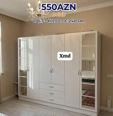 tut: Məhsul: Ağ rəngli paltar dolabı Qiymət: 550 AZN Ölçülər: D 47 × H — 1