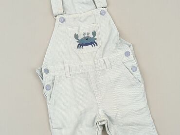 biale prazkowane legginsy: Ogrodniczki, H&M, 9-12 m, stan - Bardzo dobry