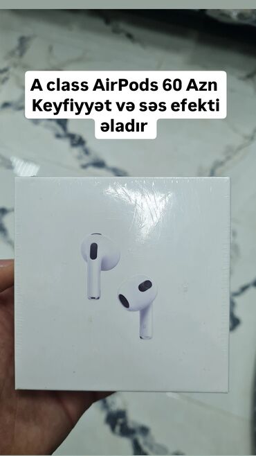 baku electronics qulaqlıq: AA class premium AirPods Səs keffiyyəti əladır Orginalda olan