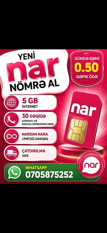 Yeni Nar nömrə paketi - Gündə cəmi 0.50 qəpik ödə - 5 GB internet - at lalafo.az Yeni Nar nömrə paketi - Gündə cəmi 0.50 qəpik ödə - 5 GB internet -