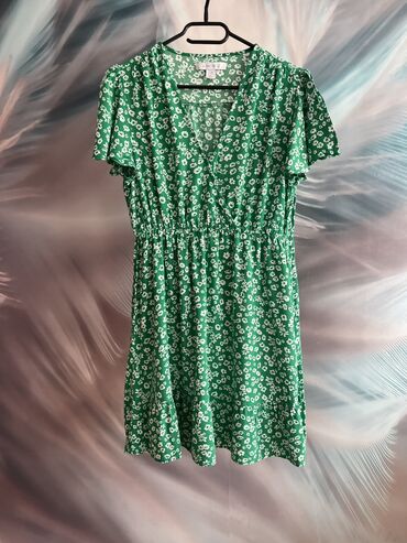 haljina sa resicama: L (EU 40), bоја - Zelena, Drugi stil, Kratkih rukava