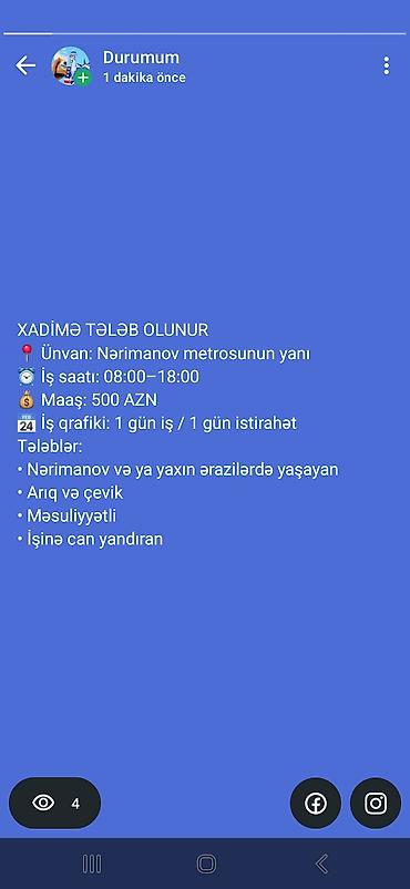 evde qablasdirma isi 2023: Xadimə tələb olunur, 1/1 — 1
