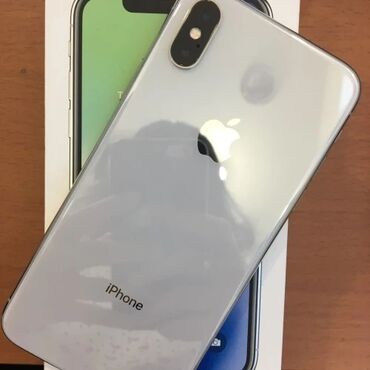 Apple iPhone: IPhone X, 256 GB, White Titanium, Zəmanət, Simsiz şarj, Face ID