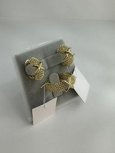 очки желтые: Набор украшений, Проба 585, Новый, Цвет металла: Желтый, Парный набор — 2