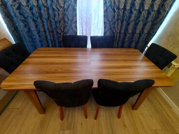Qonaq otağı üçün, İşlənmiş, Açılan, Oval masa, 6 stul