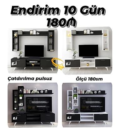 ev dekoru: TV stendi və divar rəfləri dəsti - Ölçü: 180 sm - Rəng variantları — 1