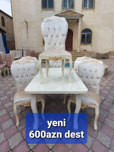 açılan masa modelleri: Qonaq otağı üçün, Yeni, Açılan, Dördbucaq masa, 6 stul, Azərbaycan
