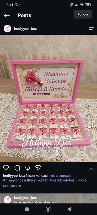 Свадебные платья и аксессуары: Nisan konfet xoncasi;Toy,xina,nisan,heri,elcilik,40 gunluk,ad — 1