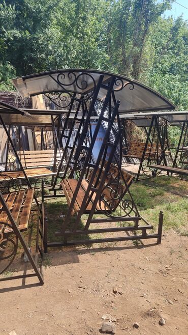 Садовые качели: Садовые качели Металл, Со спинкой, С крышей — 9