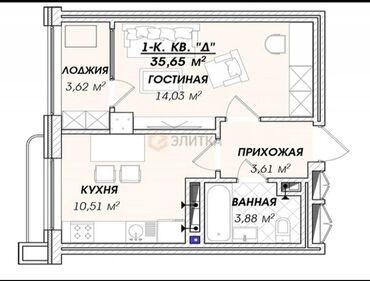 Продажа квартир: 1 комната, 36 м², Элитка, 13 этаж, ПСО (под самоотделку)
