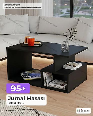 Jurnal masası – müasir dizaynlı, çoxsəviyyəli rəf sisteminə malik