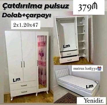 stil mebel: Mebel dəsti: Dolab + Çarpayı Qiymət: 379₼ Çatdırılma pulsuz Matras — 1