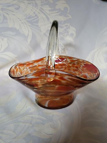 Ostalo posuđe: Korpa nova Dragan Drobnjak rucni rad iz 70ih.god. Murano korpa duvano — 9