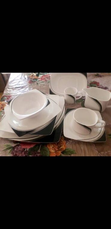 Аксессуары для кухни: Обеденный набор, цвет - Белый, Керамика, Schafer, 12 персон, Турция