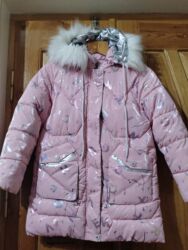 Məktəbli forması: Uşaq qız üçün qış parkası - Rəng: açıq çəhrayı, parıldayan (lak