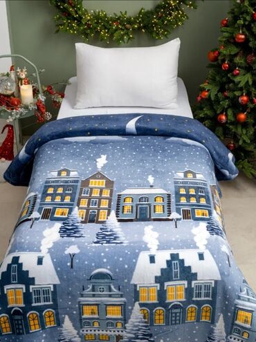 Pledlər: Yeni rəng - Mavi Mikrofiber Pled, Rayonlara çatdırılma — 2