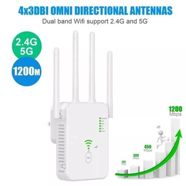 Modemlər və şəbəkə avadanlıqları: 1200 Mbps sürəti dəstəkləyən, 2.4G və 5G dual band WiFi dəstəkli WiFi