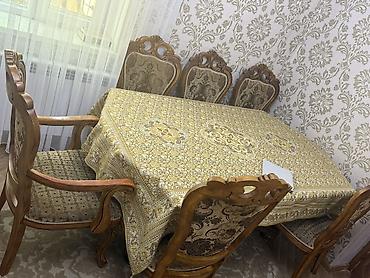serv agaci: Qonaq otağı üçün, İşlənmiş, Açılmayan, Oval masa, 6 stul — 3