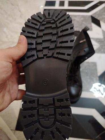 qadın cəkmələri: Qadın üçün Teze qara hərbi üslubda botlar - Material: hamar — 3