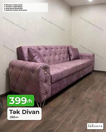 divan aləmi: Tək Divan – 250 sm - Şık bənövşəyi rəngdə, klassik kapitone işləməli — 1