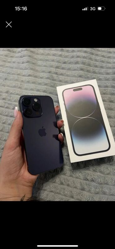 телефон опо: IPhone 14 Pro, Б/у, 256 ГБ, Deep Purple, Защитное стекло, Коробка, Чехол, 86 %