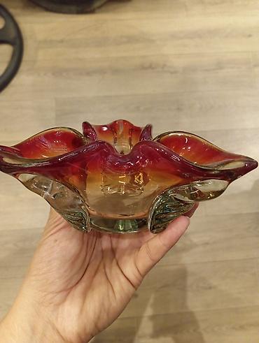 samdan: Rəng keçişli bədii şüşə kase - Material: qalın, büllur kimi şəffaf — 2