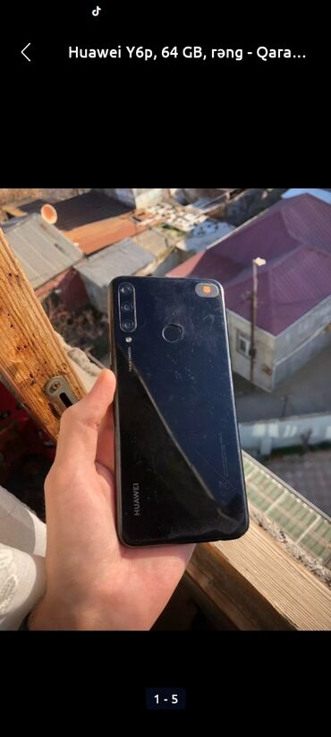 telefon ucun sekiller: Huawei Y6p, 64 GB, rəng - Qara, İki sim kartlı, Face ID, Qırıq