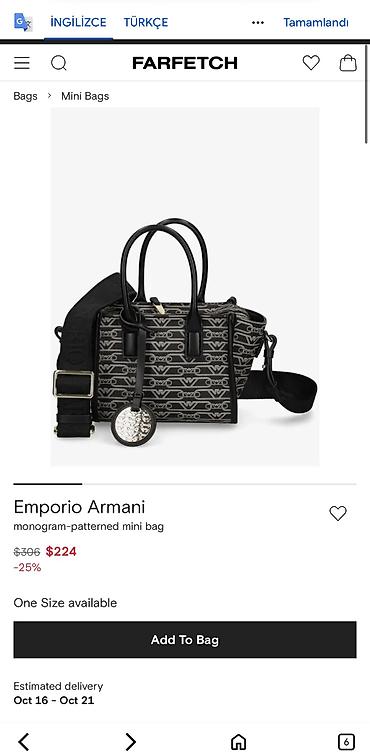 14 pro irsad: Əl çantası, Emporio Armani, İşlənmiş — 4