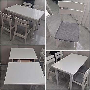 Mətbəx üçün, İşlənmiş, Açılan, Kvadrat masa, 4 stul