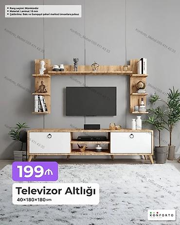 Televizor altlığı və divar rəfləri dəsti Ölçülər: 40×180×180 sm