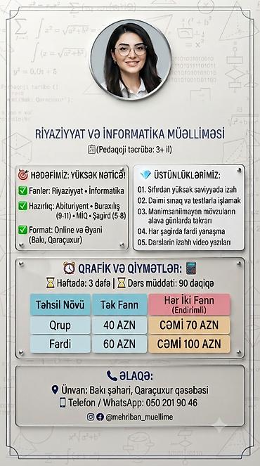 Təlim, kurslar: Riyaziyyat və informatika fənlərindən peşəkar hazırlıq‼️‼️‼️‼️‼️Avqust — 1