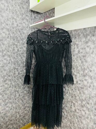 рубашка платья: Вечернее платье, Коктейльное, Средняя модель, Шифон, С рукавами, S (EU 36), M (EU 38)