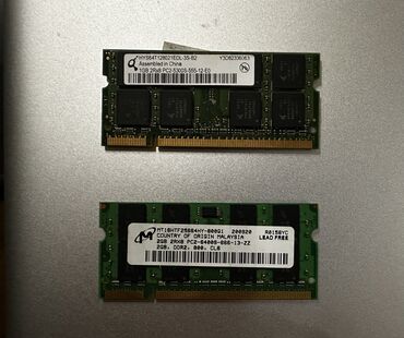 2 gb ram: Operativ yaddaş (RAM) 1 GB, > 4000 Mhz, DDR2, Noutbuk üçün, İşlənmiş