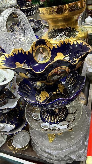 Məhsul: Bəzəkli ikiqat qənd/ meyvə qabı (porcelan) - Material: yüksək