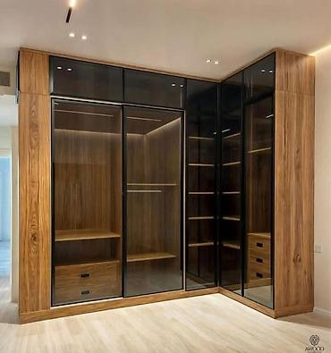 Künc yerləşdirmə üçün premium qarderob sistemi - Material: təbii ağac