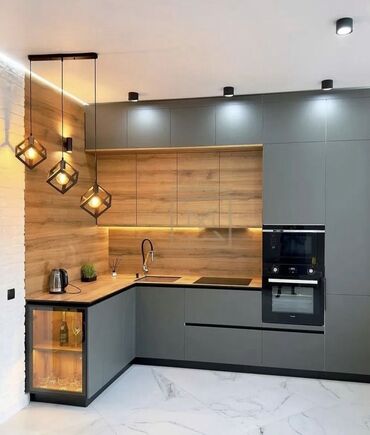 Sifarişlə mətbəx mebeli: Sifarişlə mətbəx dəsti, Özü çəkən petlələr, MDF, Kredit yoxdur, Pulsuz çatdırılma — 25