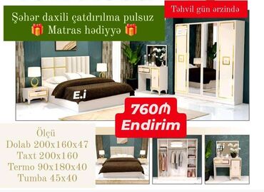 Yataq otağı dəstləri: *Yataq dəsti 760Azn💥 ENDİRİM * ✔️Rəng seçimi var *🎁Matras hədiyyə* ✔️