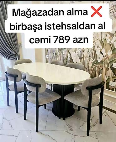 mdf panel: Qonaq otağı üçün, Yeni, Açılmayan, Oval masa, 6 stul — 1