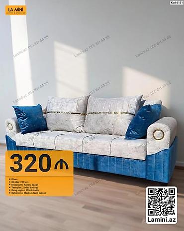 Divanlar: Məhsul: Divan (Kod: 6131) - Ölçü: 210 sm - Mexanizm: Açılan, bazalı — 1