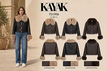 aviator uz: Fa, Ženska kraća kožna jakna sa krznenim detaljima – KAYAK YS1906 - — 2