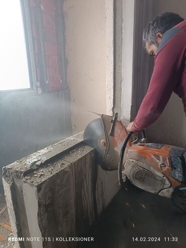 Beton işləri: Səssiz tozsuz səliqəli kəsim. Beton katlavan monolit kubik — 19