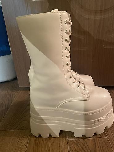 nike dunk: Женские высокие ботинки WANGYI в светлом молочном/кремовом оттенке — 7