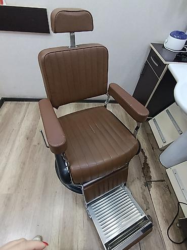 Salon, tibbi kreslolar: Bərbər/kosmetoloji kreslosu - Klassik dizaynlı, qəhvəyi rəngli — 2