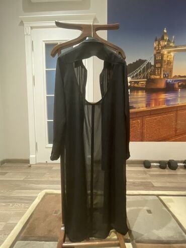 женские яркие туфли лодочки: Qara şifon uzun köynək/kimono - Material: nazik, yüngül və