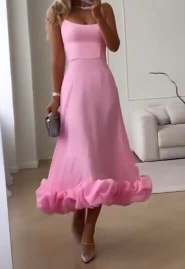 ženske letnje haljine: One size, bоја - Roze, Večernji, maturski, Top (bez rukava)