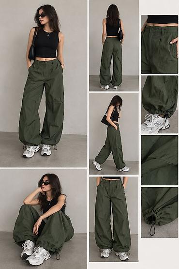 crop geyim: Şalvar, PULL&BEAR, M, rəng - Yaşıl — 2