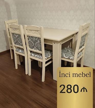 Qonaq otağı üçün, Yeni, Açılmayan, Dördbucaq masa, 4 stul