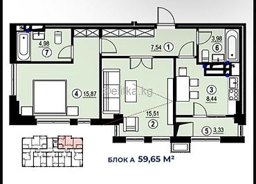 квартира аврора: 1 комната, 44 м², Элитка, 3 этаж, ПСО (под самоотделку) — 3